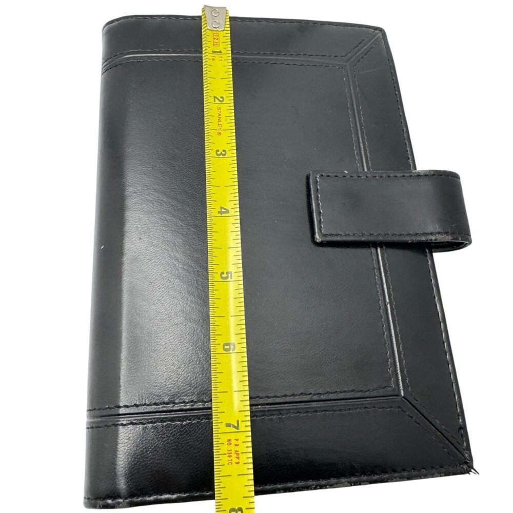 Day-Timer Black Faux Leather Snap-Close Organizer Stitched Compact 6-Ring Binder - Picture 2 of 14